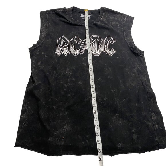 AC/DC Black Sleeveless T-Shirt M 100% Cotton Distressed Rock Band Tee unisex gru - Picture 7 of 7